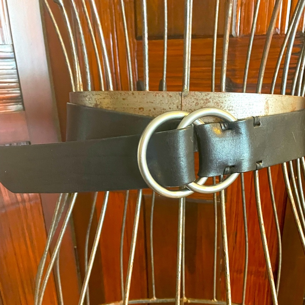 GAP Black Leather Belt with Silver Buckle